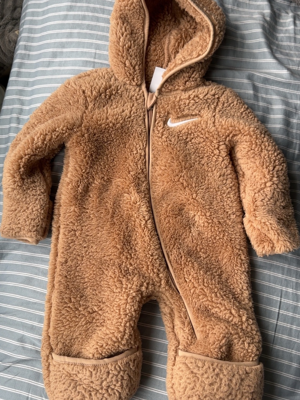 Nike Baby Sherpa One-Piece Coverall in Camel Brown